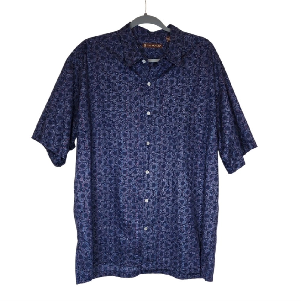 Tori Richard Starburst Print Button Down Short Sleeve Shirt Size XL